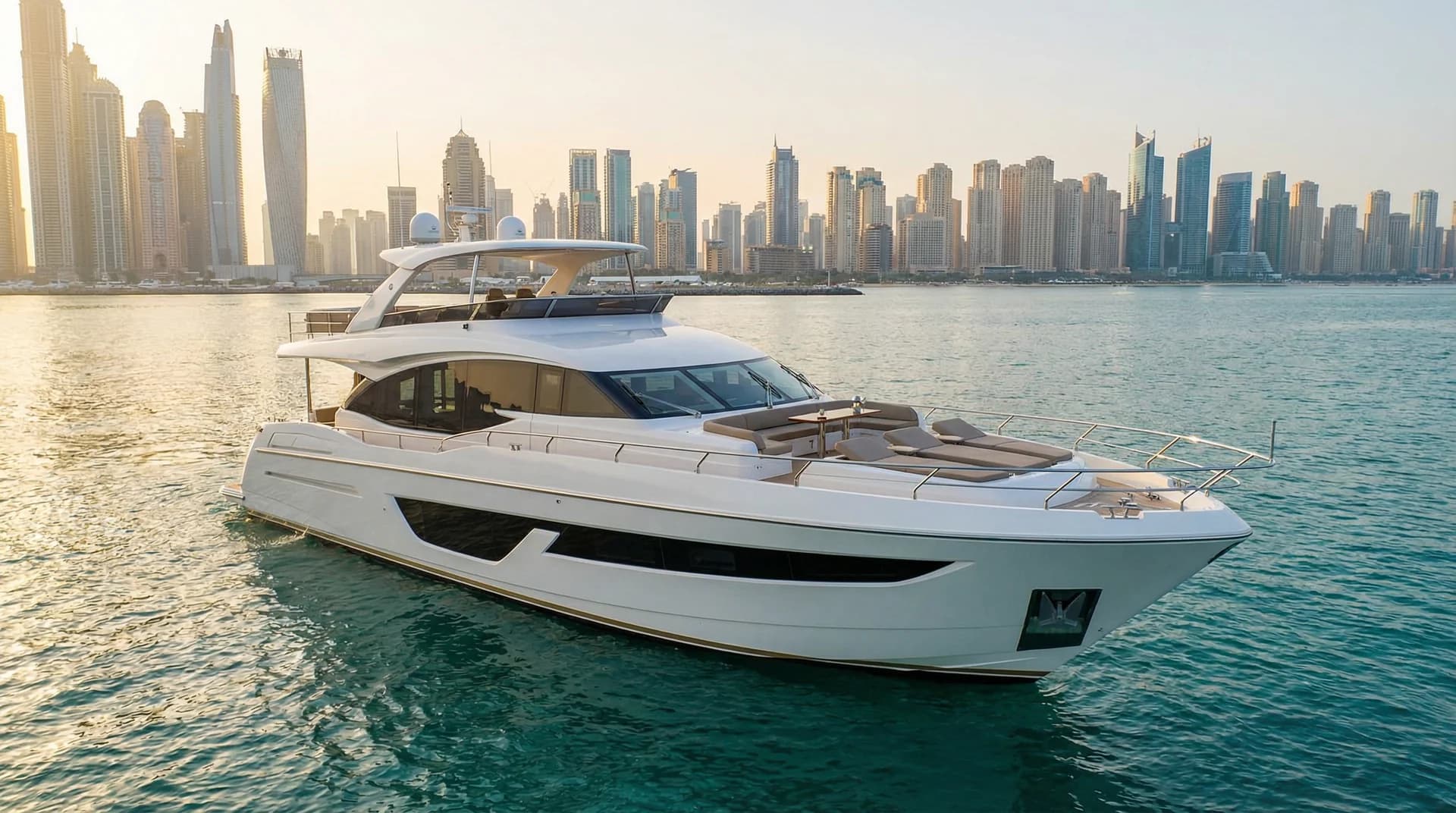 Luna 68 luxury yacht available for rent in Dubai